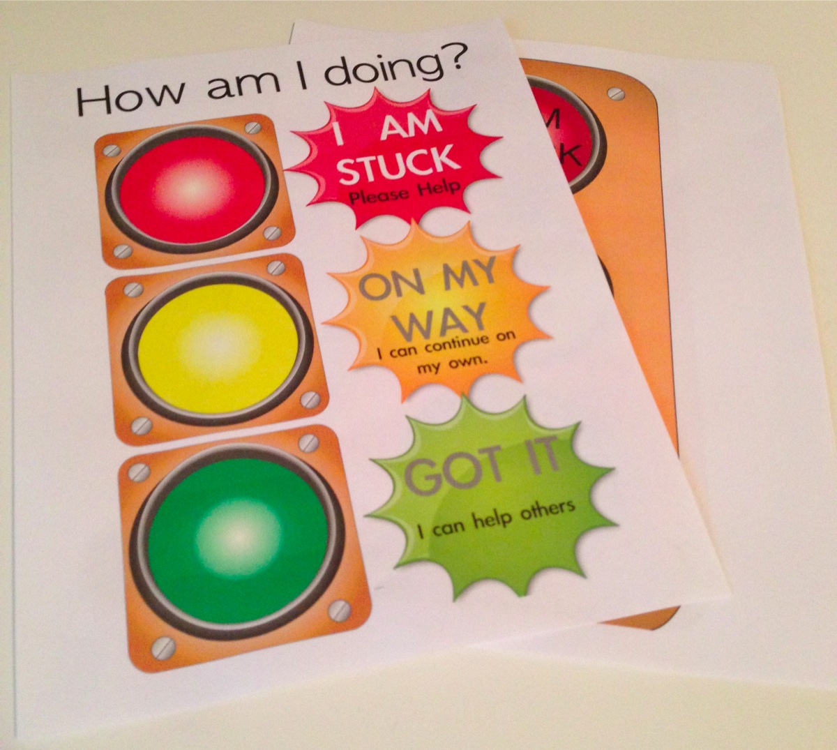 Stoplight Student Check in Cards/Posters Quick Assessment Tool Blog