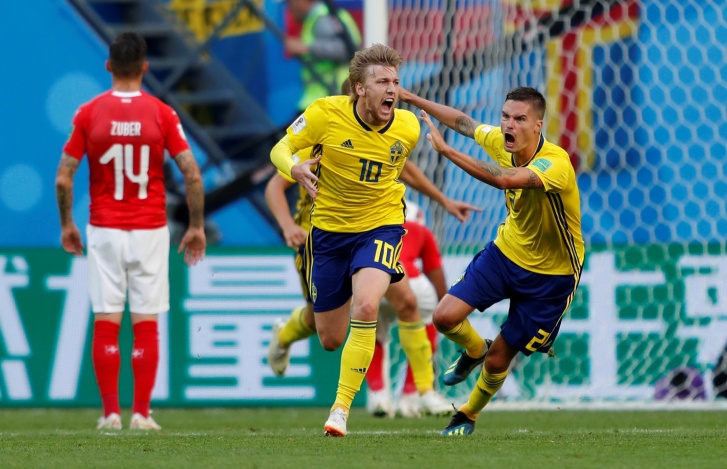 Suécia vence a Suíça e vai às quartas da Copa do Mundo