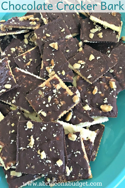 Chocolate Cracker Bark with the words "Chocolate Cracker Bark" digitally written above it.