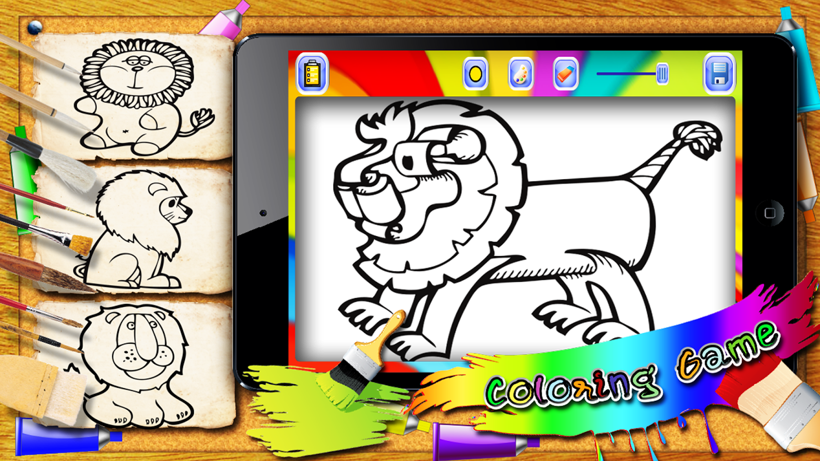The Lion for Little Kids : Coloring Book Game