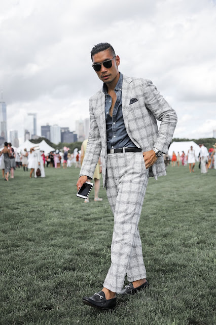 Leo Chan wearing Windowpane Suit to Polo Match | Asian Model and Blogger
