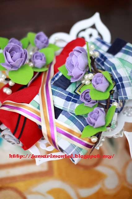 Bunga Dulang Hantaran Lelaki, Felt Ros, Purple, Ungu, Gubahan baju Wedding Craft, Shirts, Felt Roses