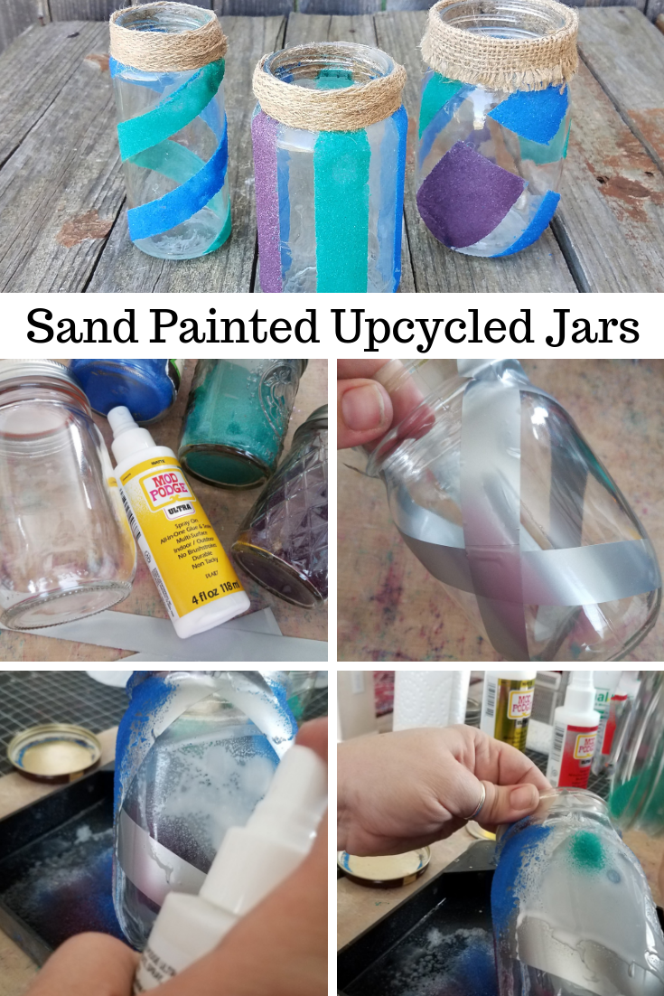 Erin Reed Makes Sand Painted Glass Jars Using Mod Podge Ultra Spray