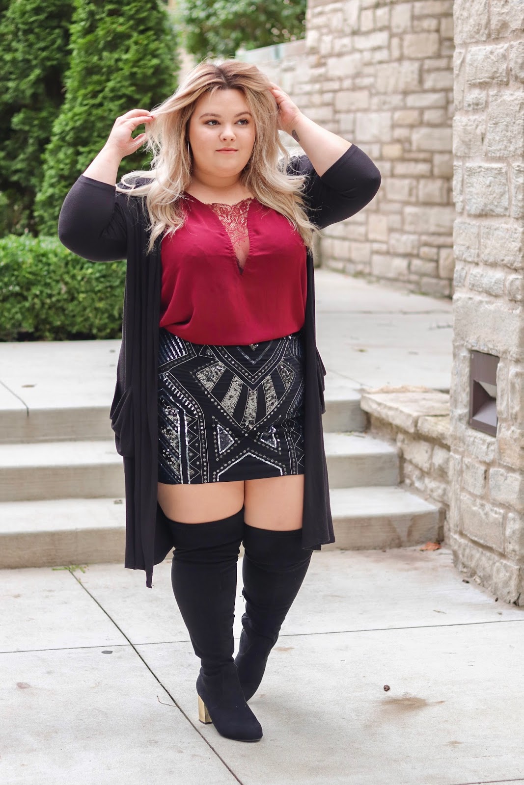 Plus Size Mini Skirt & Long Cardigan - Natalie in the City