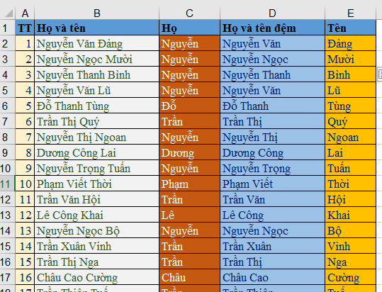 Tách họ tách tên trong Excel 2016 đơn giản trong 1 giây Tách họ tách tên trong Excel 2016 đơn giản trong 1 giây