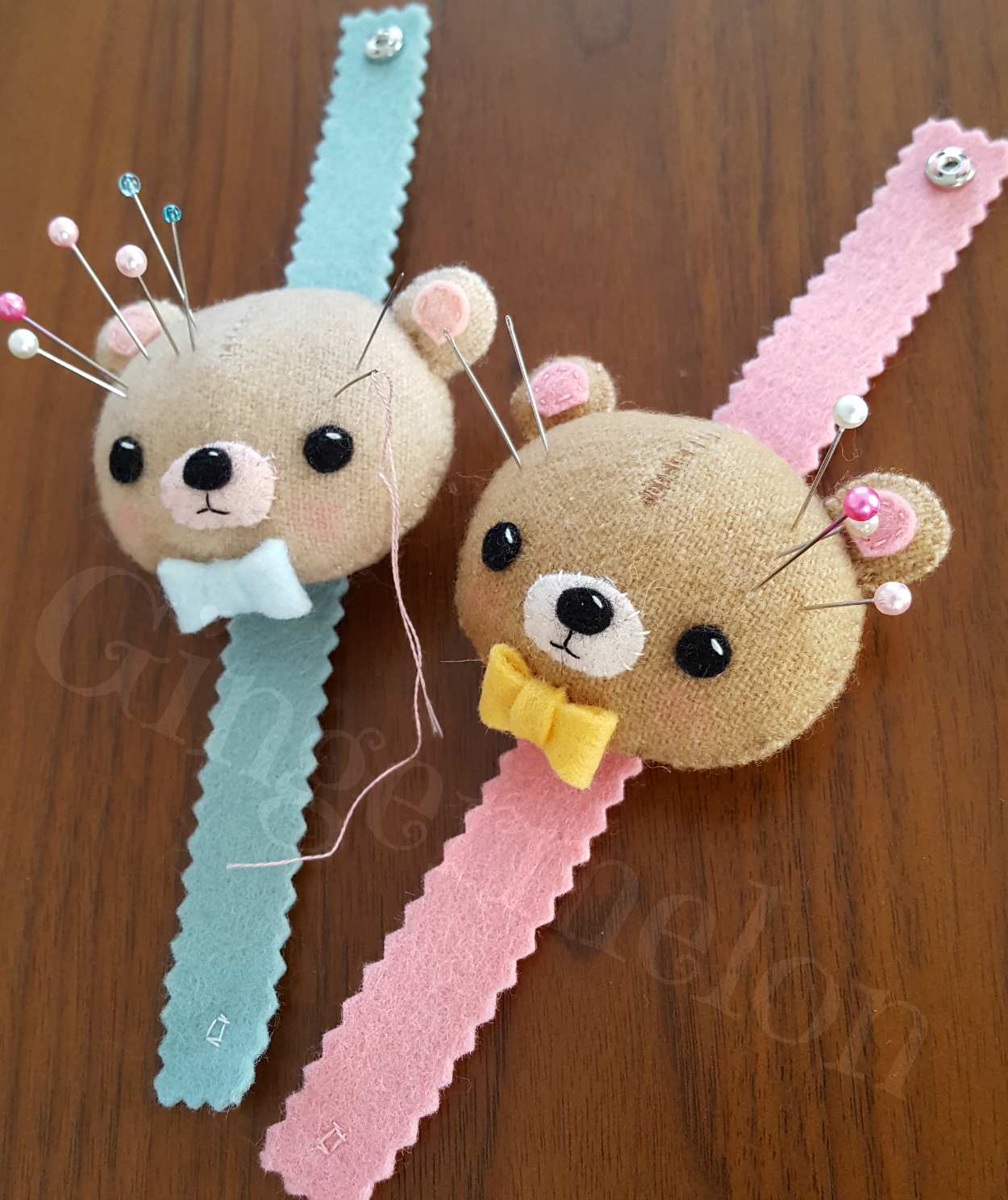 Gingermelon Free Pattern Cutie Bear Wrist Pincushion