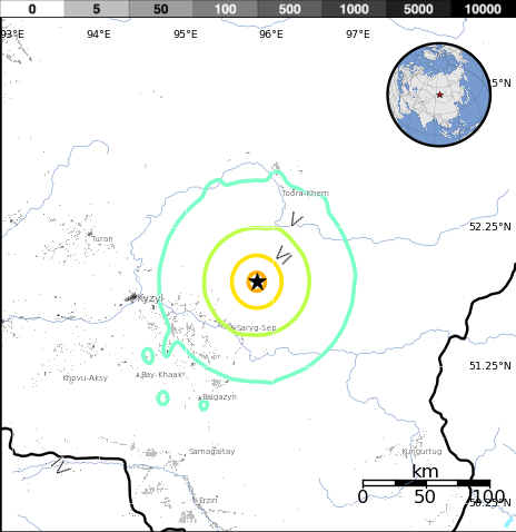 Russia earthquake on map today
