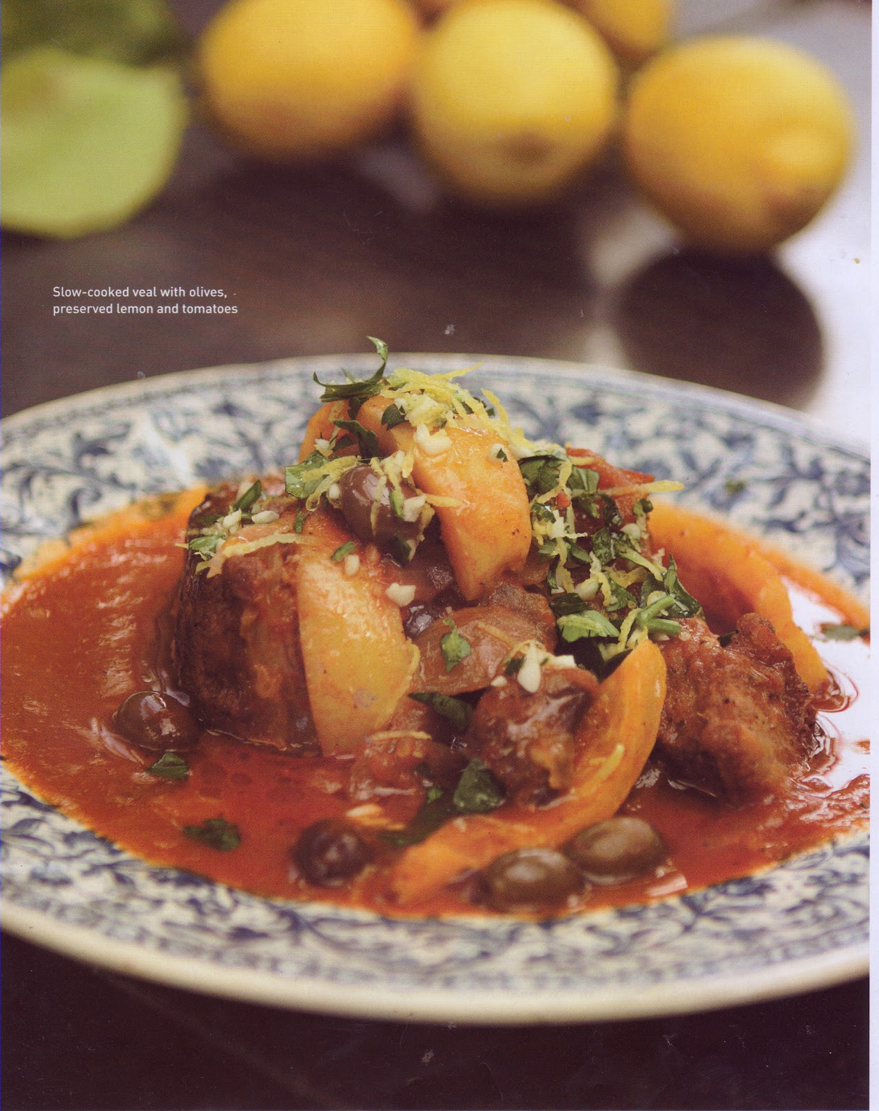 SlowCooked Veal with Olives, Preserved Lemons and Tomatoes