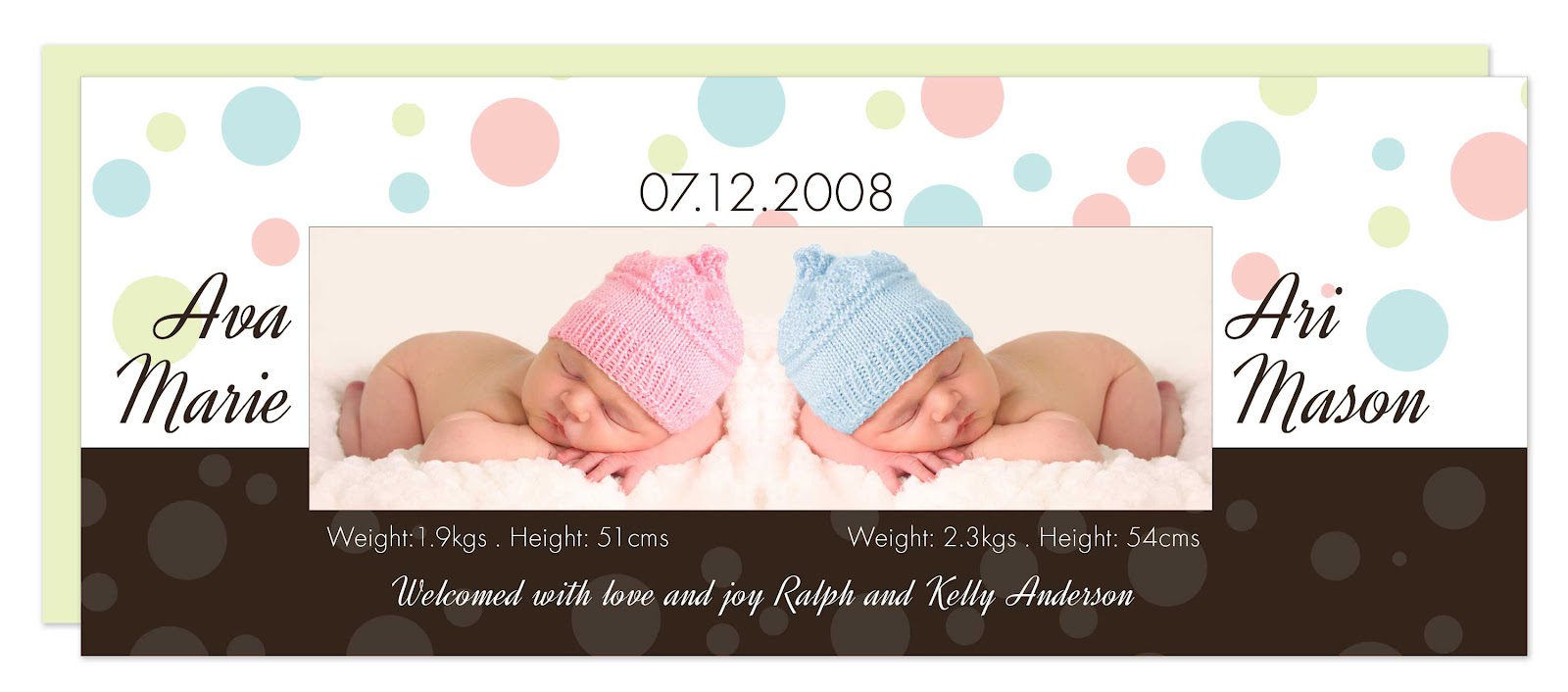 Paper Couture Stationery Birth announcements for twins