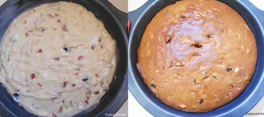  cake before and after baking
