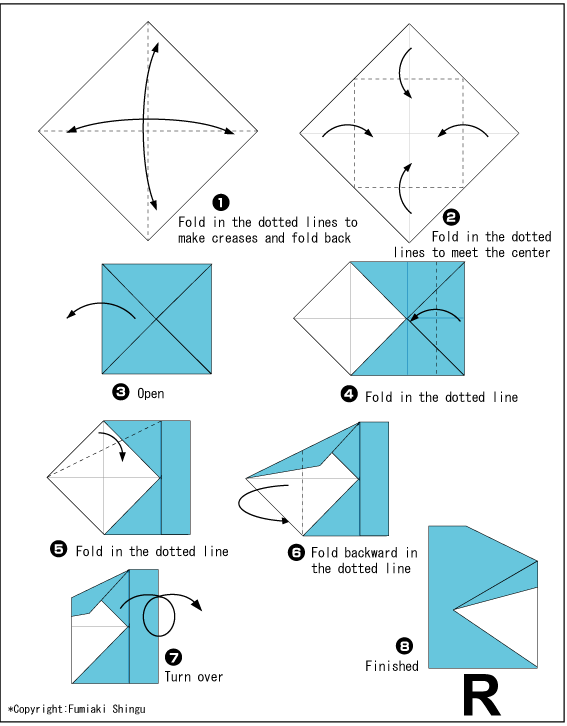Alphabet R Easy Origami instructions For Kids