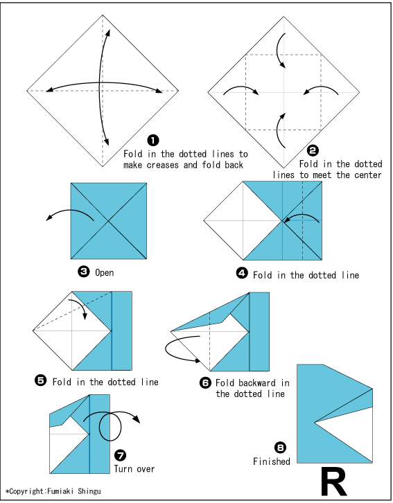 Alphabet R - Easy Origami instructions For Kids