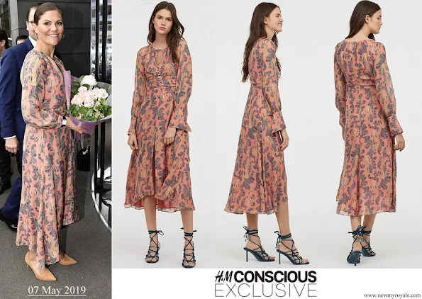Crown Princess Victoria wore H&M print silk dress H&M Conscious Exclusive