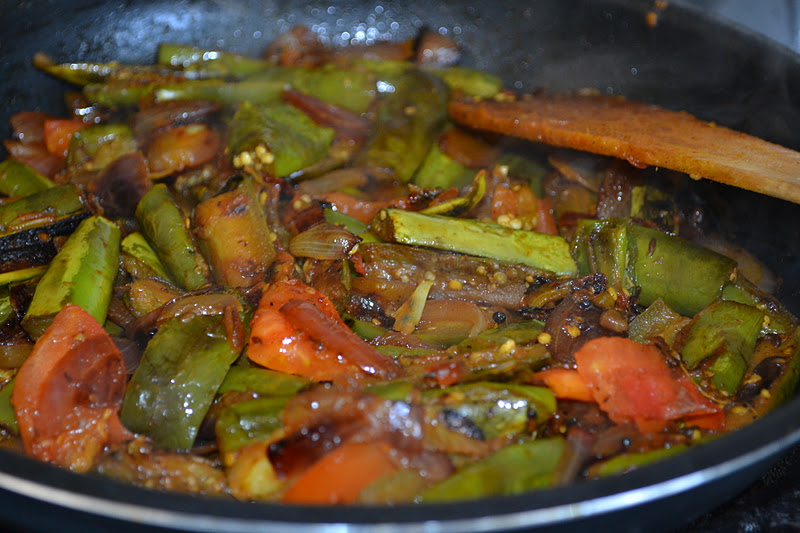 Indian Cooking Green Vankaya Curry (Green Eggplant)