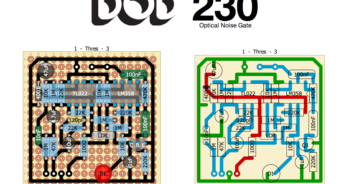 Perf and PCB Effects Layouts DOD 230 Optical Noise Gate