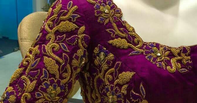 Zardosi work Blouses with Floral Design - Saree Blouse Patterns
