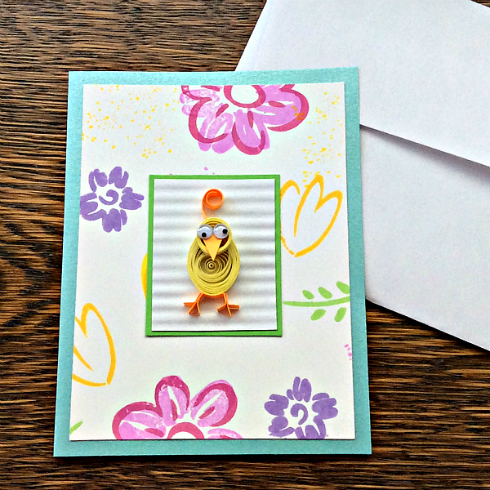 Quilled Chick Card with Googly Eyes