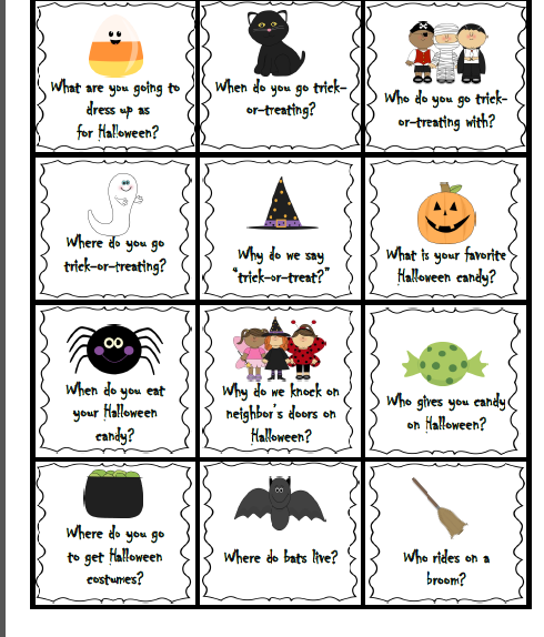 The Talking Owls: Halloween Wh-Question Cards FREEBIE!