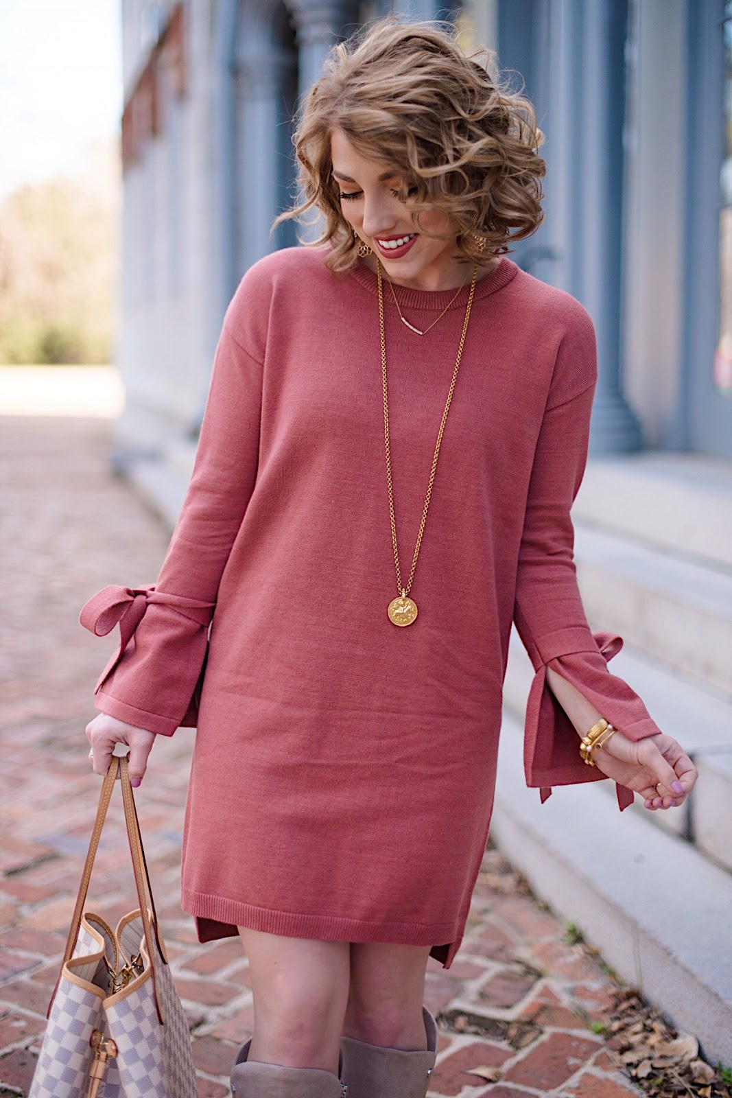 Tied Sleeve Sweater Dress - Something Delightful Blog