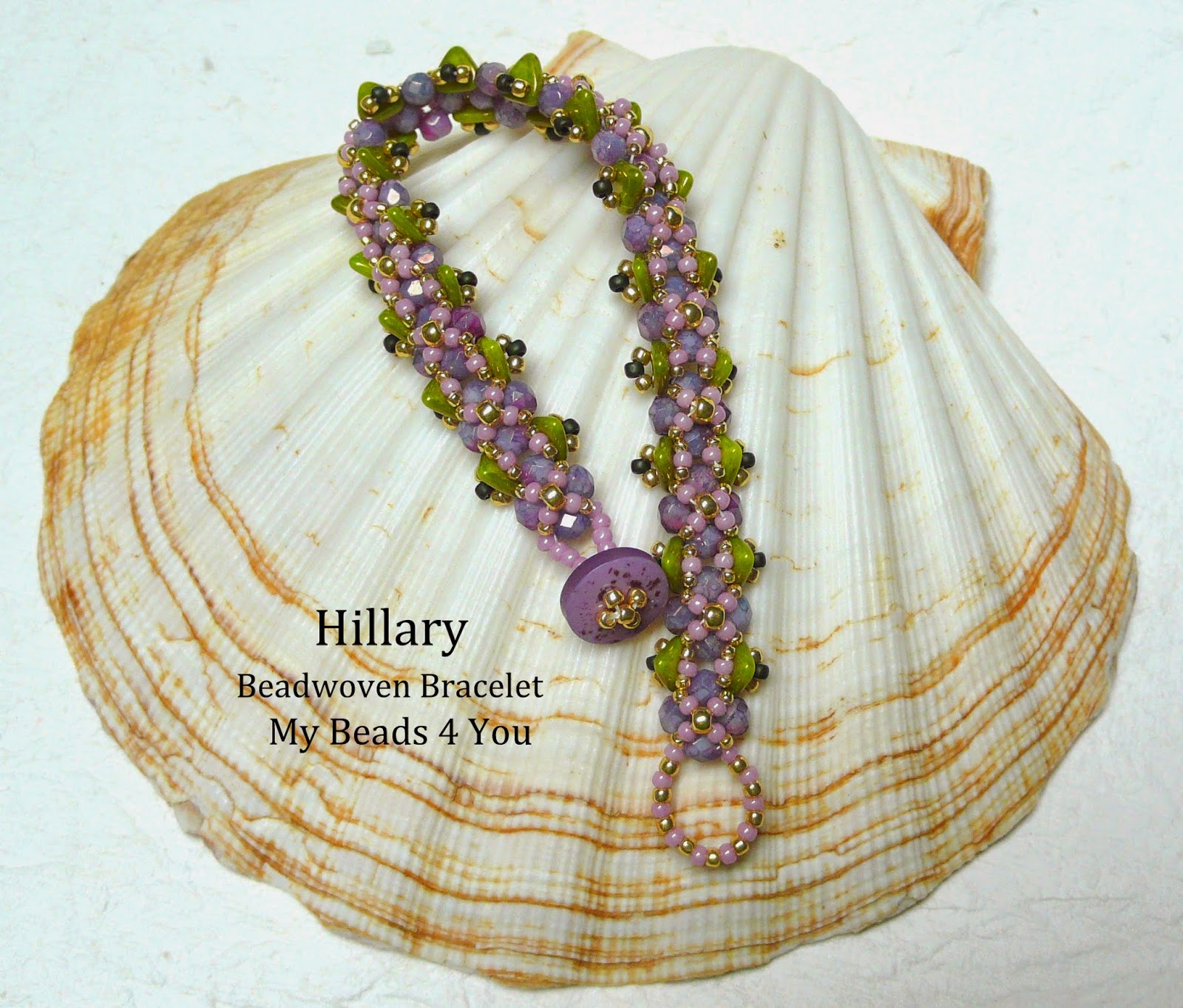MyBeads4You: Beadwoven Bracelet Hillary with 2 Hole Triangle Beads!