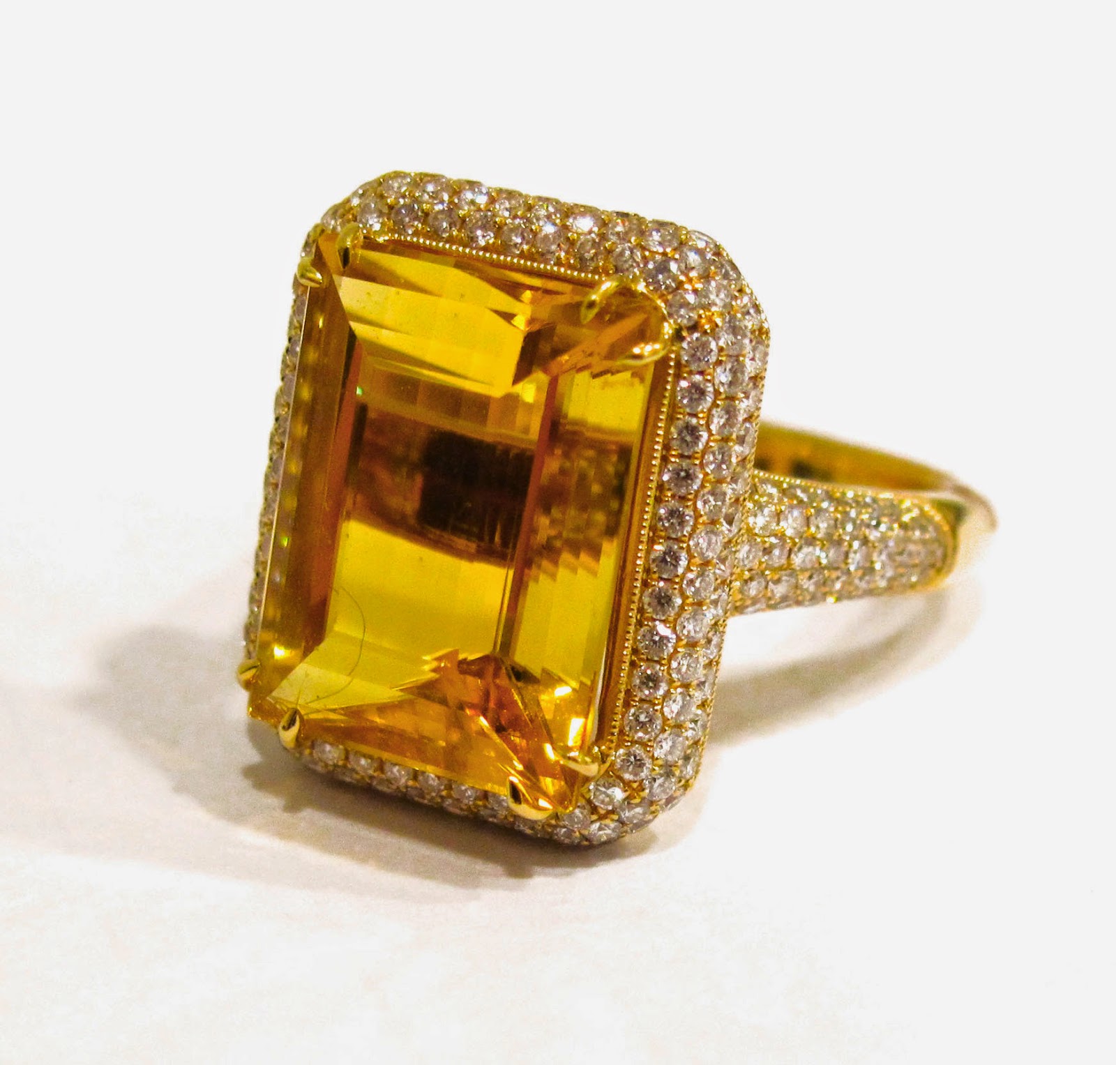Golden Beryl and Diamond Ring