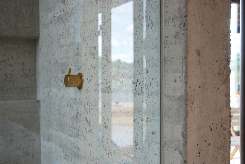 Raw concrete and glass