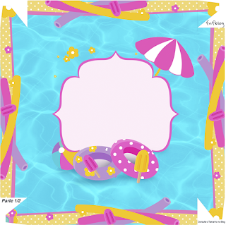 Fiesta en la Piscina para Niña Morena: Cajas para Imprimir Gratis. Este modelo es para hacer la invitación - cajita.