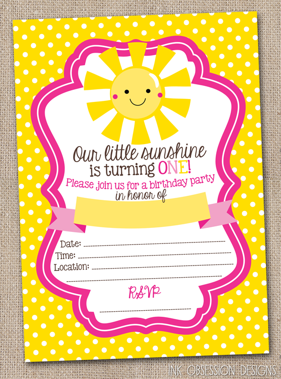 ink obsession designs little sunshine first birthday party instant