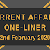 Current Affairs One-Liner: 2nd February 2020