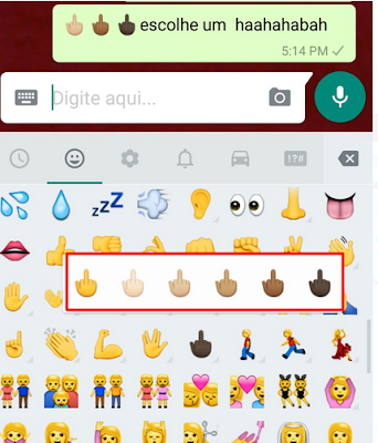 Como colocar Emoji do dedo do meio no Whatsapp