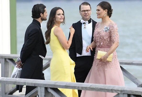 Princess Madeleine wore RED Valentino Natural Pleated Tulle Floral print Midi Dress. Queen Silvia, Crown Princess Victoria, Princess Sofia at wedding