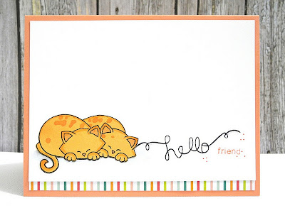 Hello Cat card using Newton's Nook Designs Stamps