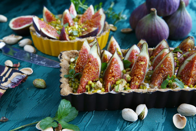 Fig and Coconut Tart with Pistachios and Mint