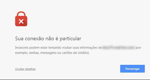 A sua ligação não é privada no Google Chrome A sua ligação não é privada no Google Chrome