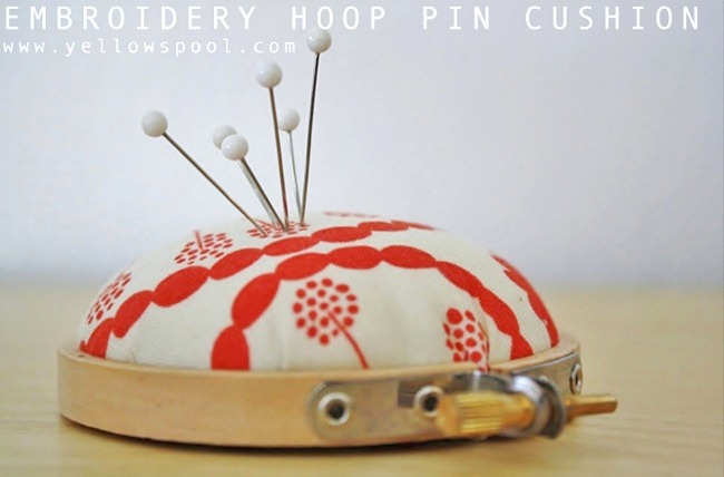 this cute embroidery hoop pincushion is adorable and functional