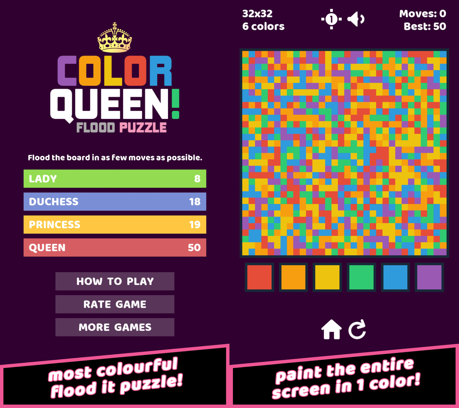 Color Queen! Flood Puzzle, the most colourful Android puzzle game!