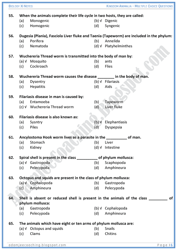 kingdom-animalia-mcqs-biology-11th