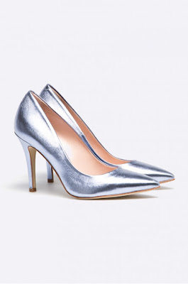 metaliczne szpilki srebrno-niebieskie Solo Femme metaliczne szpilki w szpic buty ślubne trendy 2016 najmodniejsze szpilki srebrne