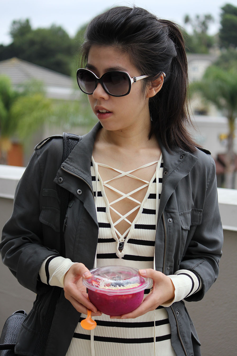 Striped Lace Up with Jamba Juice Adrienne Nguyen