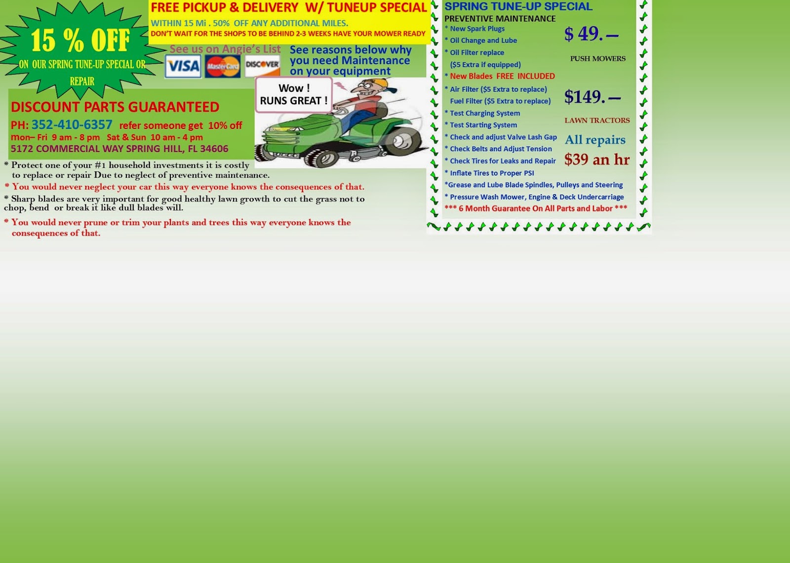 Discount Mower Repair and Parts Lawnmower Service