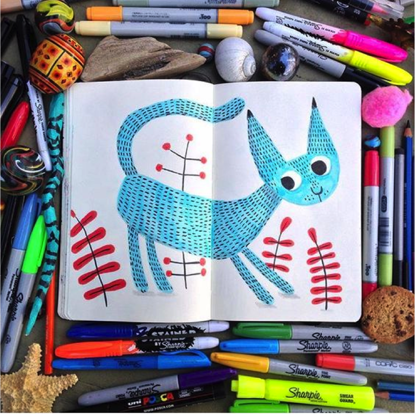 ILUSTRANDO TÉCNICA ROTULADOR