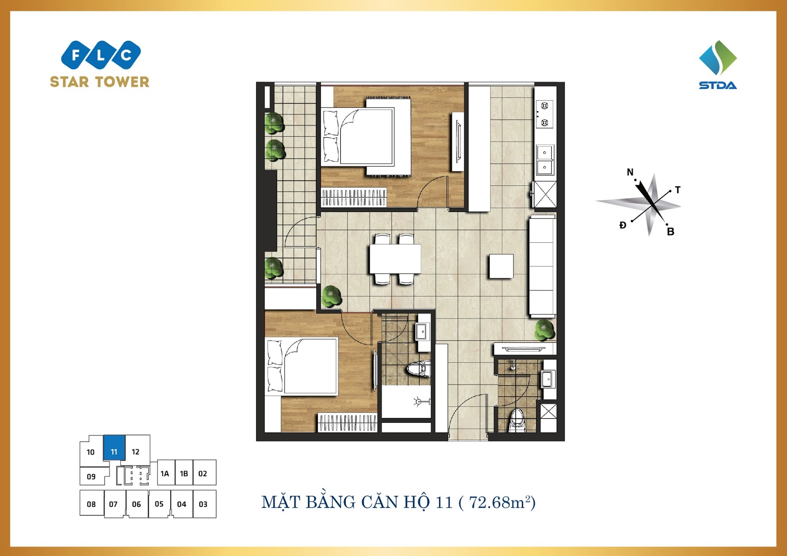 Thiết kế căn hộ số 11 - Chung cư FLC Star Tower Thiết kế căn hộ số 11 - Chung cư FLC Star Tower