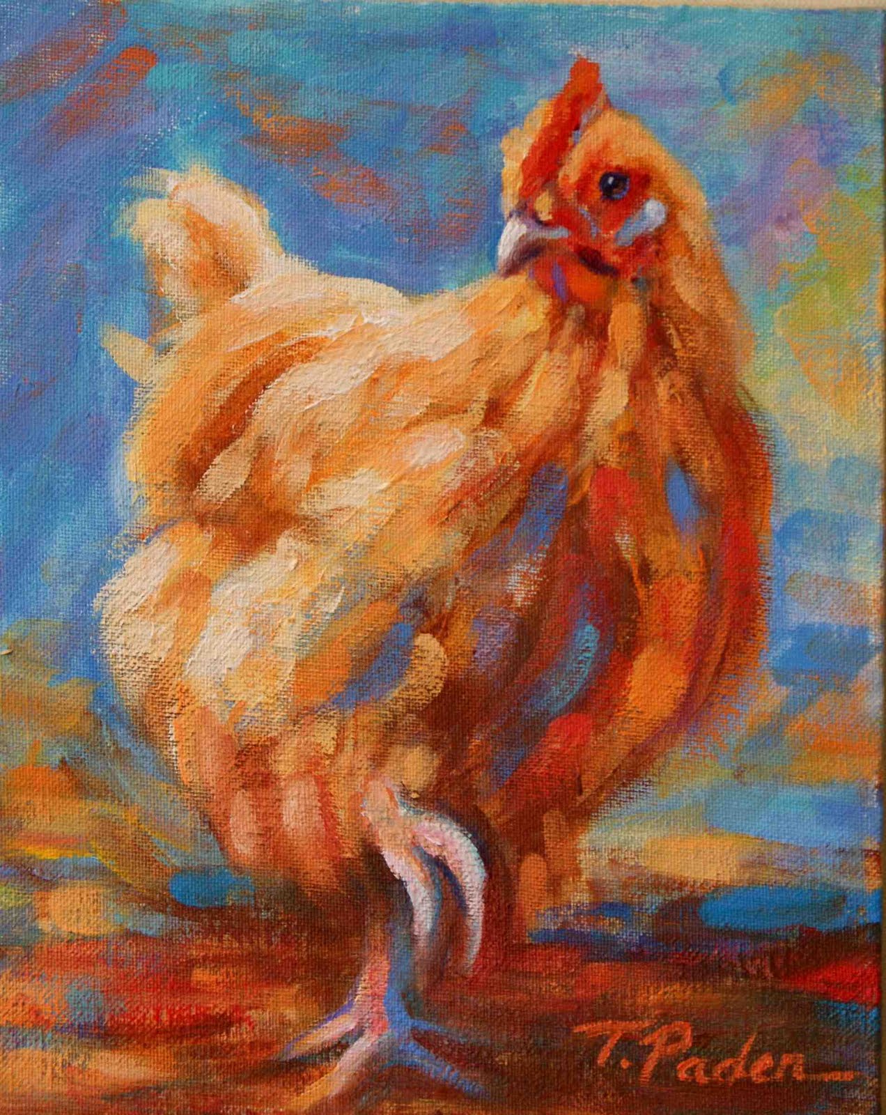 Paintings by Theresa Paden Colorful Painting of a Chicken, High