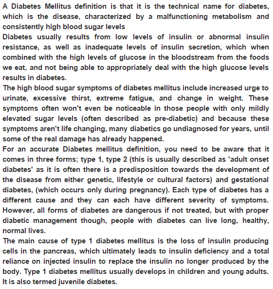 Diabetes Mellitus Is A Definition That Is The Technical Name For 