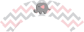 Baby Elephant in Grey and Pink Chevron: Free Printable Boxes and Free Party Printables. Baby Elephant in Grey and Pink Chevron Free Printable Wrappers Cupcake.