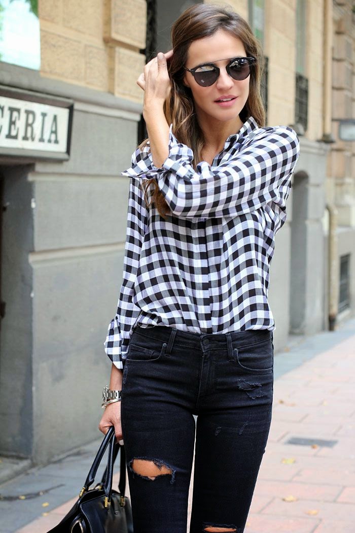 outfit blanco y negro casual mujer