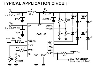 circuit diagram: 6W Four Channel LED Driver