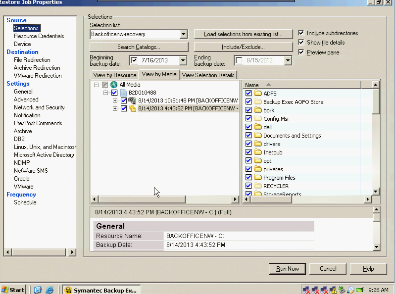 My IT Space Symantec Backup Exec 2010 R3 Restore job from USB