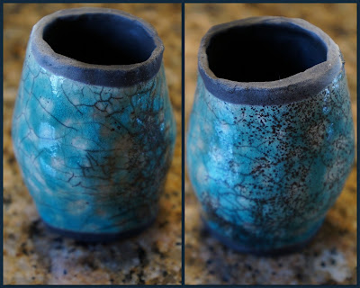 Raku pottery item for garden totem.