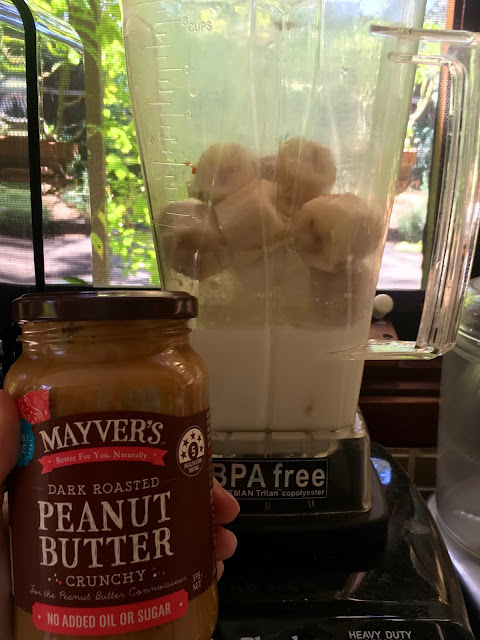 Add all ingredients to the blender ready for whizzing.